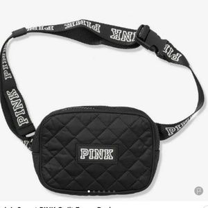 PINK VICTORIA'S SECRET QUILTED BELT BAG PINK/BLACK